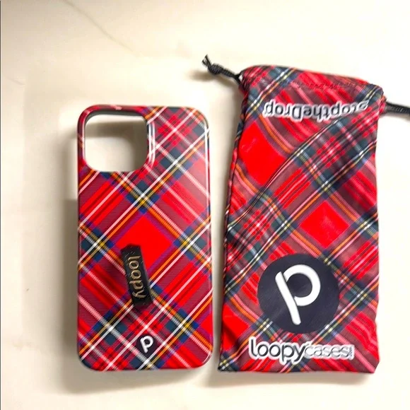 iPhone 13 Pro Max Loopy Case Red Plaid Phone Case - Picture 1 of 4